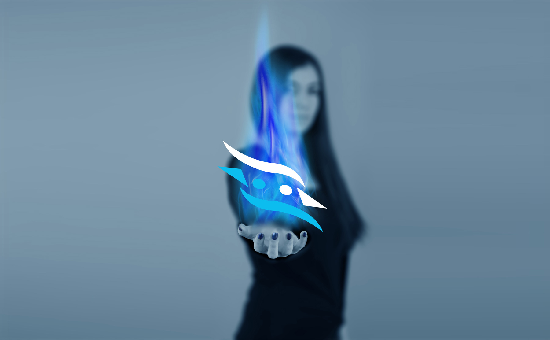 Jessica holding her Double J Design Logo. It's on fire